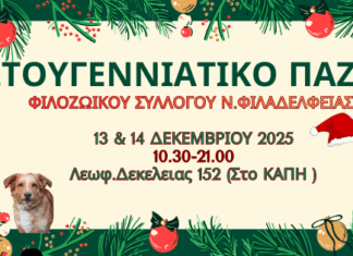 Χριστουγεννιάτικο Παζάρι του Φιλοζωικού Συλλόγου Νέας Φιλαδέλφειας